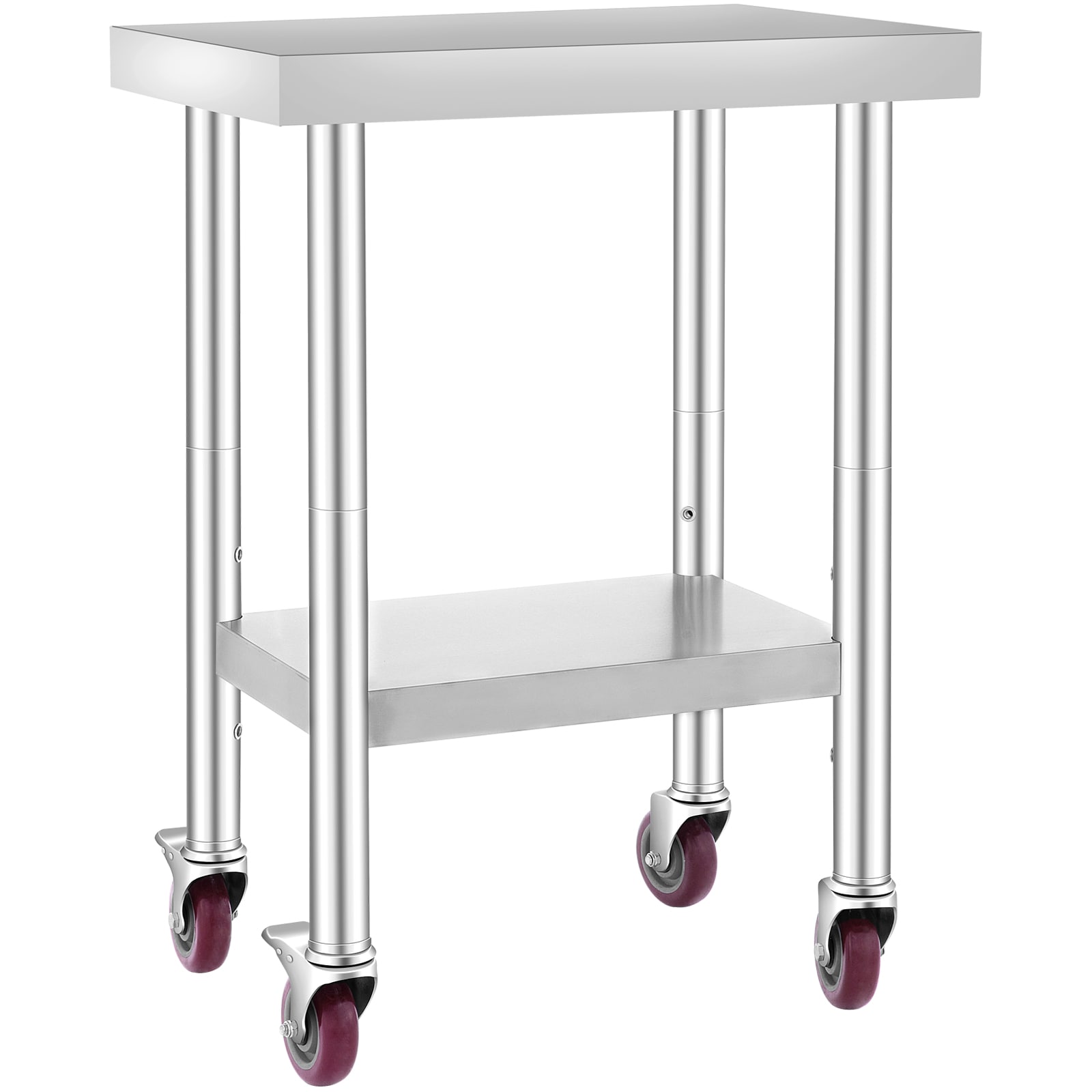 Stainless Steel Kitchen Prep Table With Adjustable Shelf And Wheels_voghion.com